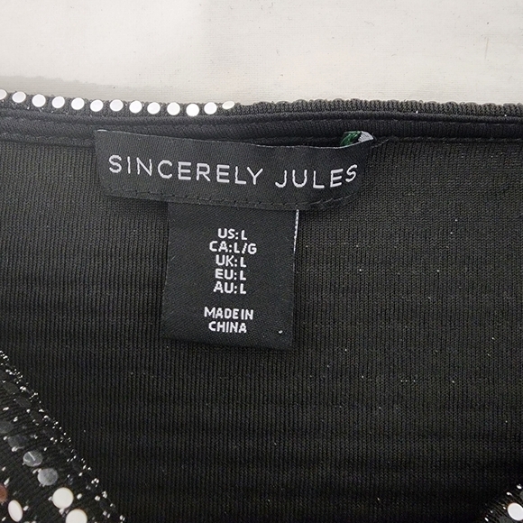 Sincerely Jules Metallic Black Crop Top Size L - Picture 4 of 9